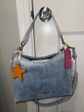 Coach Denim Laurel Bag with Pink Tag and Orange Star